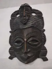 AFRICAN MASK HAND CARVED TWO FACES (574)