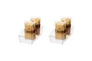 2x Oggi 30cm Storage Bin Food Pantry Fridge Organiser w Finger Grip Handle Clear