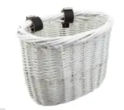 Sunlite Mini Willow Wicker Front Bushel Basket (White) Bicycle Handlebar Mount