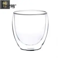 在飛比找Yahoo!奇摩拍賣優惠-【熱賣精選】玻璃水杯雙層簡約透明剔透 時尚 手工雙層玻璃杯咖