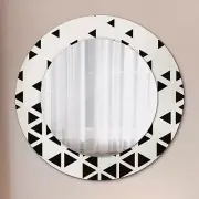 Round Wall Mirror with Patterned Glass Frame Ready to Hang Abstract geometric