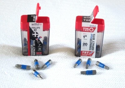 Wiha Terminator Blue 1" Impact Driver Bits 20 Pack - Phillips #2, T25