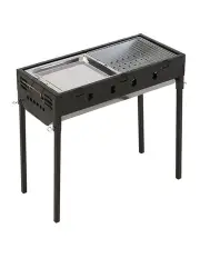[Moyasu] Charcoal BBQ Grill Portable Outdoor Barbecue Set Camping Picnic Smoker in Black