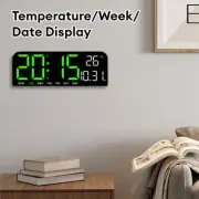 Digital Wall Clock Led Alarm Temperature Humidity 9 " Large Display Night Mode