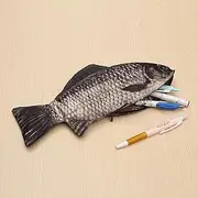 Carp Pen Bag Realistic Fish Shape Make-up Pouch Pen Pencil Case with Zipper Pencil Pouch Bag Stationery Pen Case Box with Zipper Closure