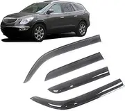 Auto Side Window Wind Deflectors Visors Black Rain Guard Door Visor Vent Shades Dark Smoke Ventvisor Compatible with Buick Enclave 2008-2023(Compatible with Enclave 18-23)