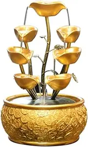 Tabletop Fountain Gold Tabletop Fountain Synthetic Resin Desktop Fountain Gold Ingot Circulating Flowing Water Waterscape Creative Gift Eye-catching Design (Size : S-4tier)