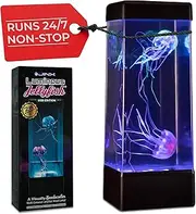 JINX LUMINOUS JELLYFISH 24/7 Nonstop Quiet Operation Premium Large Aquarium Night Light Mood Lamp - High-Performance Pump & Multiple Accessory Support - USB Edition