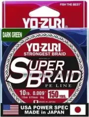 Yo-Zuri Superbraid 150 yd Floating Braid, Dark Green, 10 lb