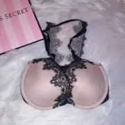 Victoria Secret Bra 32DDD Lined Demi Dream Angels Beige Front Close Racerback