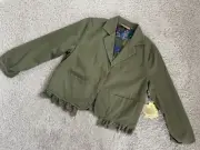 NWT Princess Vera Wang Born To Rule Army Green Crop Blazer Jacket Size M