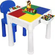 Kids Building Blocks Table Toddler Activity Table Set Chairs and Storage Boxes