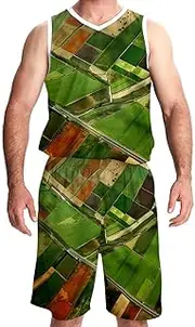 [KQNZT] Basketball Jersey and Shorts, Personalized Jersey, Men's Basketball Jersey, Green Field Scenery Spring