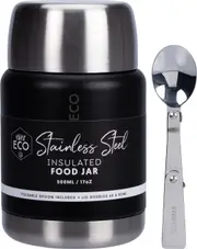 Ever Eco Insulated Stainless Steel Food Jar Onyxwith Foldable Spoon & Bowl 500ml