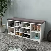 Shoe Storage Bench 10 Compartments White,Storage & Entryway Benches 21KG-242554