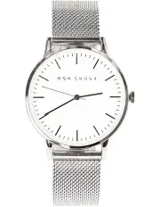 [Mon Choux] Classic Mesh Watch 38mm in White/Silver