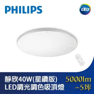 【Philips 飛利浦】靜欣40W星鑽 LED調光調色吸頂燈