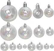 18Pcs Clear Christmas Ornaments Balls Plastic Booze Ball Tree Decorations Xmas Hanging Baubles Pendant for Holiday Xmas Tree Decorations