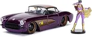 [Jada] Toys DC Comics Bombshells Batgirl 1957 Chevy Corvette Car Toy Car Die-cast Doors, Boot & Bonnet Opens Includes Bat Girl Figure 1:24 Scale Purple/Gold