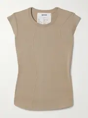 [BETTTER] BETTTER - + Net Sustain Paneled Cotton-jersey T-shirt - Taupe - x small x small Brown