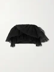 [Aje] Aje - Elsie Tiered Plissé-organza And Linen-blend Bustier Top - Black - UK 6 UK 6 Black