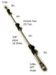 High Pressure Aeroponic Misting (3)xNozzle Manifold Kit 22" Long. Indoor Farming