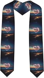 [SKKNT] Shooting Star Heart Print Graduation Shawl Stole For Academic Commencements Honor Sash Congratulations Gift