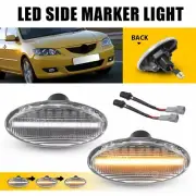 2X Dynamic Amber LED Side Marker Signal Light Clear For 04-14 Mazda 2 3 5 MPV EU (for: Mazda)
