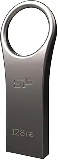 Silicon Power 128GB USB 3.0 Flash Drive with Keychain Hole Key Ring Design, Waterproof Dustproof Metal Casing Thumb Drive Pen Drive Memory Stick - Jewel J80 Series