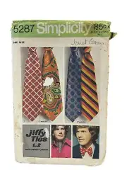 Simplicity Sewing Pattern 5287 Ties Jiffy Vintage