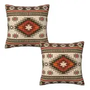 Western Boho Aztec Throw Pillow Covers 18x18 Set of 2, Native American Brown