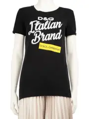 Black "Italian Brand" Print Top