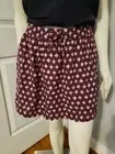 Gap Elastic Waist Drawstring Linen Blend Lined Burgundy Pockets Short Skirt XL