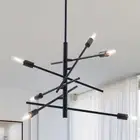 Black Modern Chandelier Sputnik Lighting Fixture 6-Lightmid-Century Ceiling Pend