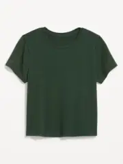 Old Navy Womens Size XS Tall Bestee Cropped Crewneck Tee Green Dark Bottle ~ New