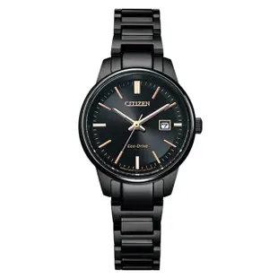 【CITIZEN】星辰 光動能 PAIR 對錶 日期 鋼錶帶 光動能女錶 EW2597-86E 黑 29mm 對錶