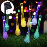 50 LED Raindrop Garden Christmas Solar Fairy String Lights Multicolour