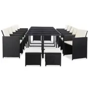 Outdoor Dining Set with Cushions Poly Rattan Multi Colours vidaXL