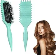 iDAOLI Curl Defining Hair Brush, 2025 Flash Hair Styling Brush for Curly Hair, Shaping & Defining Curls for Women（Green)