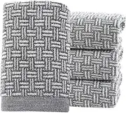 Pidada Hand Towels Set of 4 Checkered Pattern 100% Cotton Absorbent Soft Towel for Bathroom (Grey)