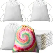 Saintrygo Tie Dye Bags Cotton Drawstring Bags Sublimation Blank Backpack Drawstring Tote Items to Tie Dye, White, 14 x16 inches, Drawstring Bags
