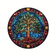 Tree Of Life Round Sun Catcher Multi Coloured Hanging Home Decor 15cm- Model 04