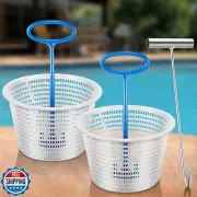Saillong 2 White 8" Skimmer Replacement Basket and 2 Skimmer Basket Handle an