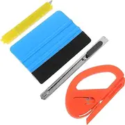 SWOOMEY 4 Pcs Multifunctional Window Tint Tools Kit Smoothing Tool for Wallpaper Installation Felt Squeegee with Wing Shape Safety Vinyl Cutter for Novice and Professional Use