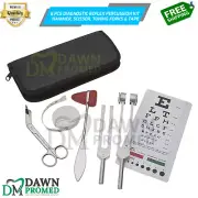 6 Pcs Tactical Silver Diagnostic ENT Set Kit Tuning Forks, Hammer, Scissor, Tape