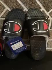 Champion Kids Big Boys Super Slide Solid C Boys Size 4 Black, White, Red New