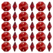 K9 Crystal Octagon Beads 2 Holes 100 Pack 14mm Chandelier Prisms, Dark Red