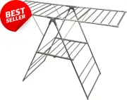 Clothes Drying Rack with Sock Clips, Metal Laundry Rack, Foldable, Space-Saving