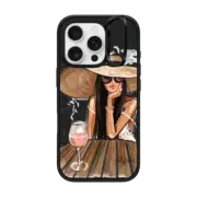 iPhone 16 Pro Impact Ring Stand Case MagSafe Compatible Rose Dreamer, Tan Skin, Black Hair (Fashion Illustration Case)