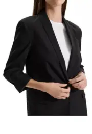 Theory Rolled Sleeve Blazer in Good Linen Black Size 12 $475